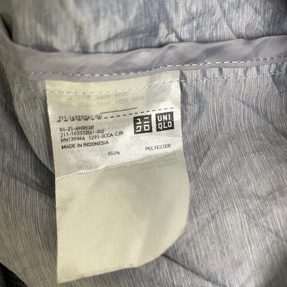 Uniqlo Packable Parka Jacket Xl Silver Full Zip Outdoors Vented Pockets Hiking - Picture 12 of 12
